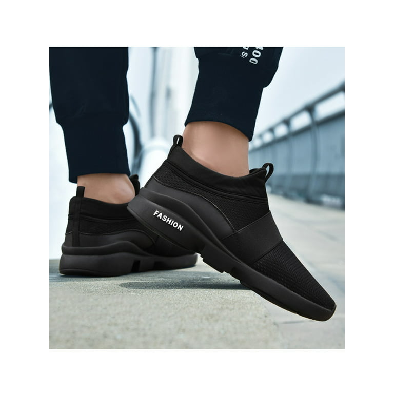 Tenmix Men's Comfortable Casual Sneakers Jogging Breathable Slip On Walking  Shoes Work Non-slip Sneaker Black 6