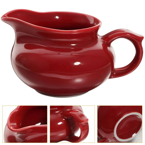 ACDANC Ceramic Creamer Gravy Boat with Handle - Black Pepper