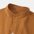 thumbnail image 5 of MIUOWANP Men's Pullover Shirts Short Sleeve Casual Solid Color Buttons Beach Shirt Stand-up Collar Business Casual Blouse Size M(6)Brown, 5 of 9