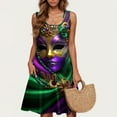 thumbnail image 2 of ZQUUVOU Women's Carnival Print Dress Plus Size Sleeveless Round Neck Mini Length Loose Party Outfit Festive Green, 2 of 5