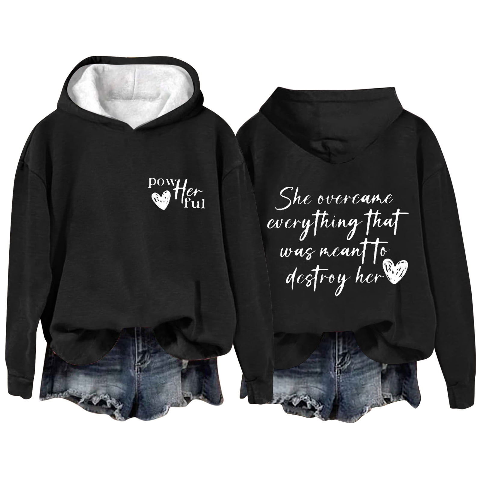 Black_Friday&Cyber/Monday Womens Clothing Under $10.00 Yuxingfu Women'S Casual Fall and Winter Long-Sleeved Fashion Printed Hooded Tops Sweatshirt