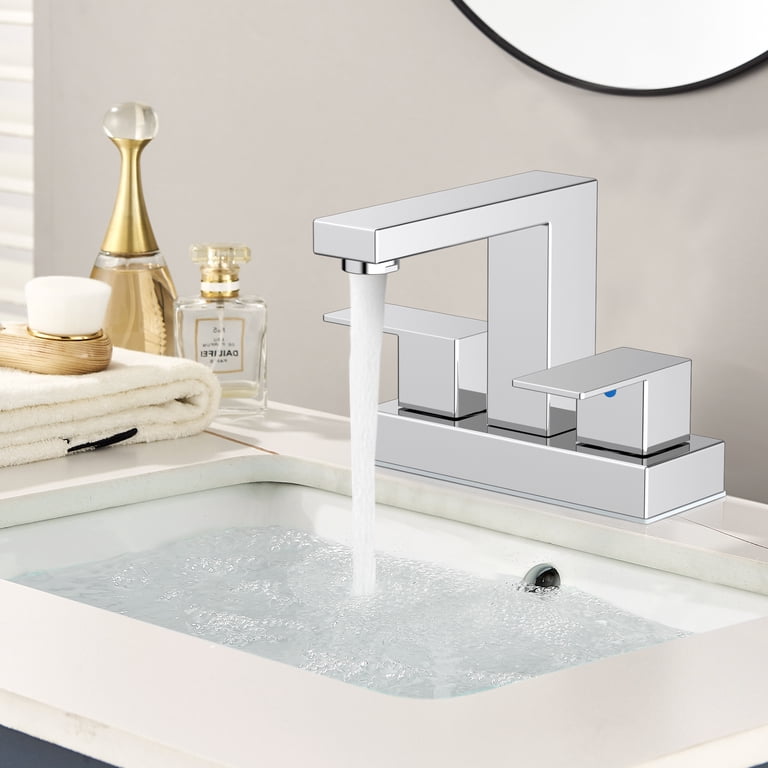 KINGTACK Chrome Bathroom Faucet, 2 Handle, 4 Inch photo 4