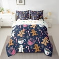 thumbnail image 2 of Manfei Kawaii Gingerbread Bedding Comforter Set 7 Pieces, Coffee Milk Tea Sled King Bedding Sets, Merry Christmas Bed Sheets, Luxury Bedroom Decor, 2 of 8