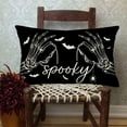 thumbnail image 5 of Spooky Halloween Pillow Cases Cotton Linen White Black Skeleton Hand Play Spider Web Long Pillow Covers 12x20 Inch Halloween Bats Decorations Pillows Cushion Covers for Couch Sofa, 5 of 6