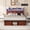 Brown + MDF+Metal + Bedroom+2, variant on Full-size Bed Frame Brown MDF+Metal Storage Headboard Footboard with LED Lighting & Charging Station Anti-slip Noise-free Metal Platform Slat Support No Box Spring Needed Customizable
