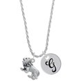 thumbnail image 1 of Delight Jewelry Silvertone 3-D Lion Silvertone Script Initial Disc - G - Charm Necklace, 20"+3", 1 of 4