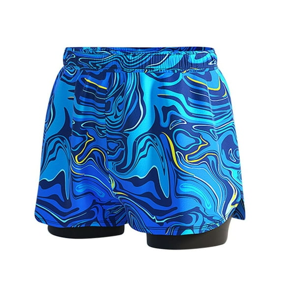 BULLPIANO Boys Swim Trunks with Compression Boxer Brief Liner Boys Bathing Suit