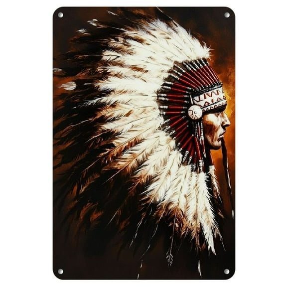 1pc Iron Painting, depicting an Indian headdress made of feathers, modern popular wall hanging, artwork is perfect for office corridor home living room decoration, great party and Christmas gift