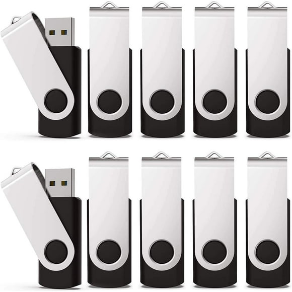 KEXIN Lot de 10 Clés USB 4 Go avec Indicateur LED USB 2.0 Noir