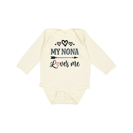 

Inktastic My Nona Grandma Loves Me Girls Gift Baby Girl Long Sleeve Bodysuit