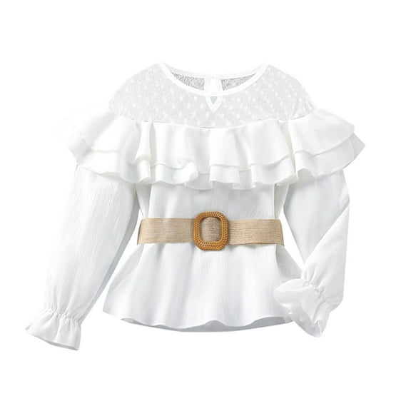 Emitonse Toddler Girl T Shirts Baby Girl Long Sleeve Blouse Toddler Boys Long Sleeve Button-Down Shirt Solid Color Casual Lapel Shirt Size for 9-10 Years,White