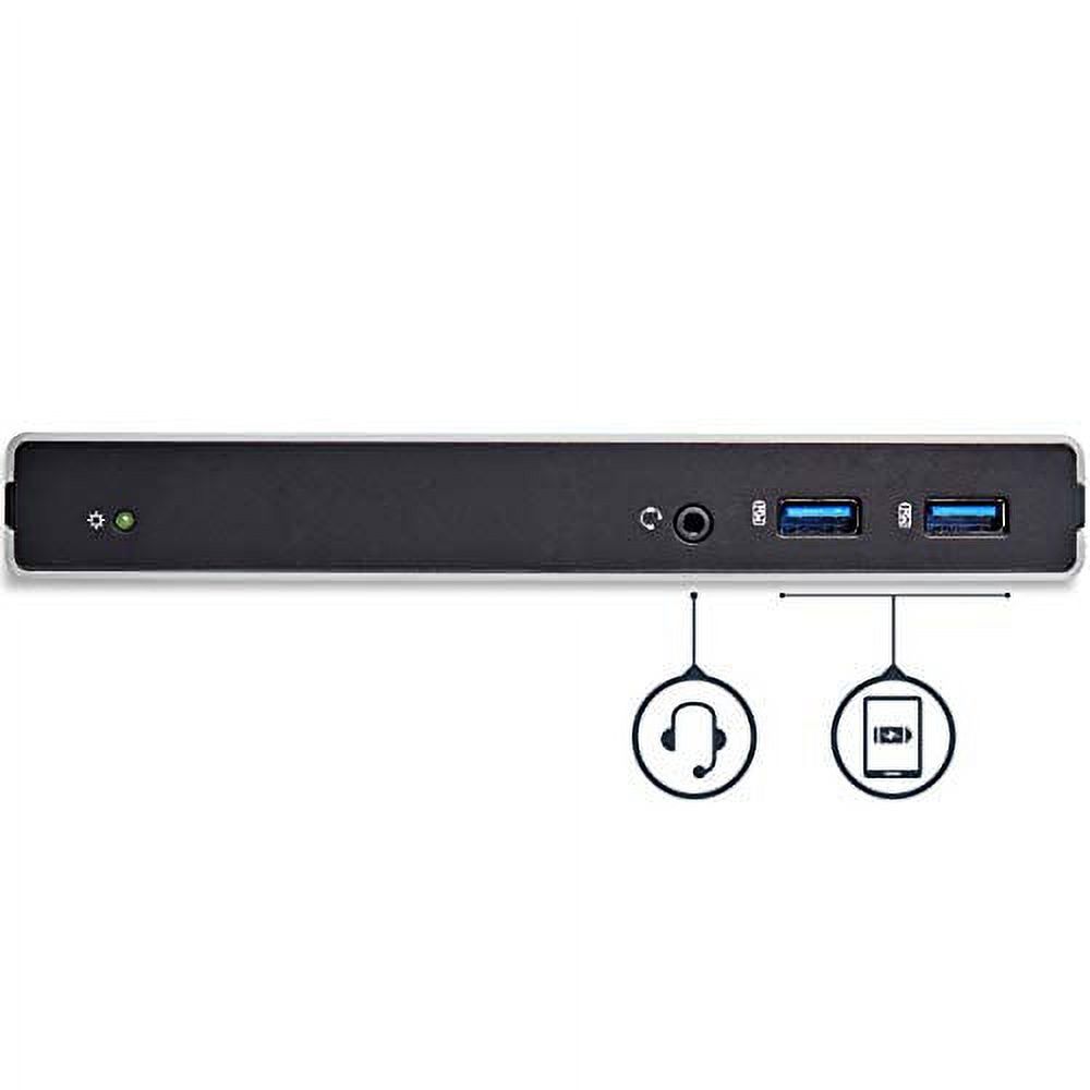 StarTech.com Dual Monitor USB 3.0 Docking Station w/ DVI to VGA & HDMI Adapters, 5x USB 3.0 & Audio - Vertical DVI Dock for Mac & Windows (USB3SDOCKDD),Black & silver