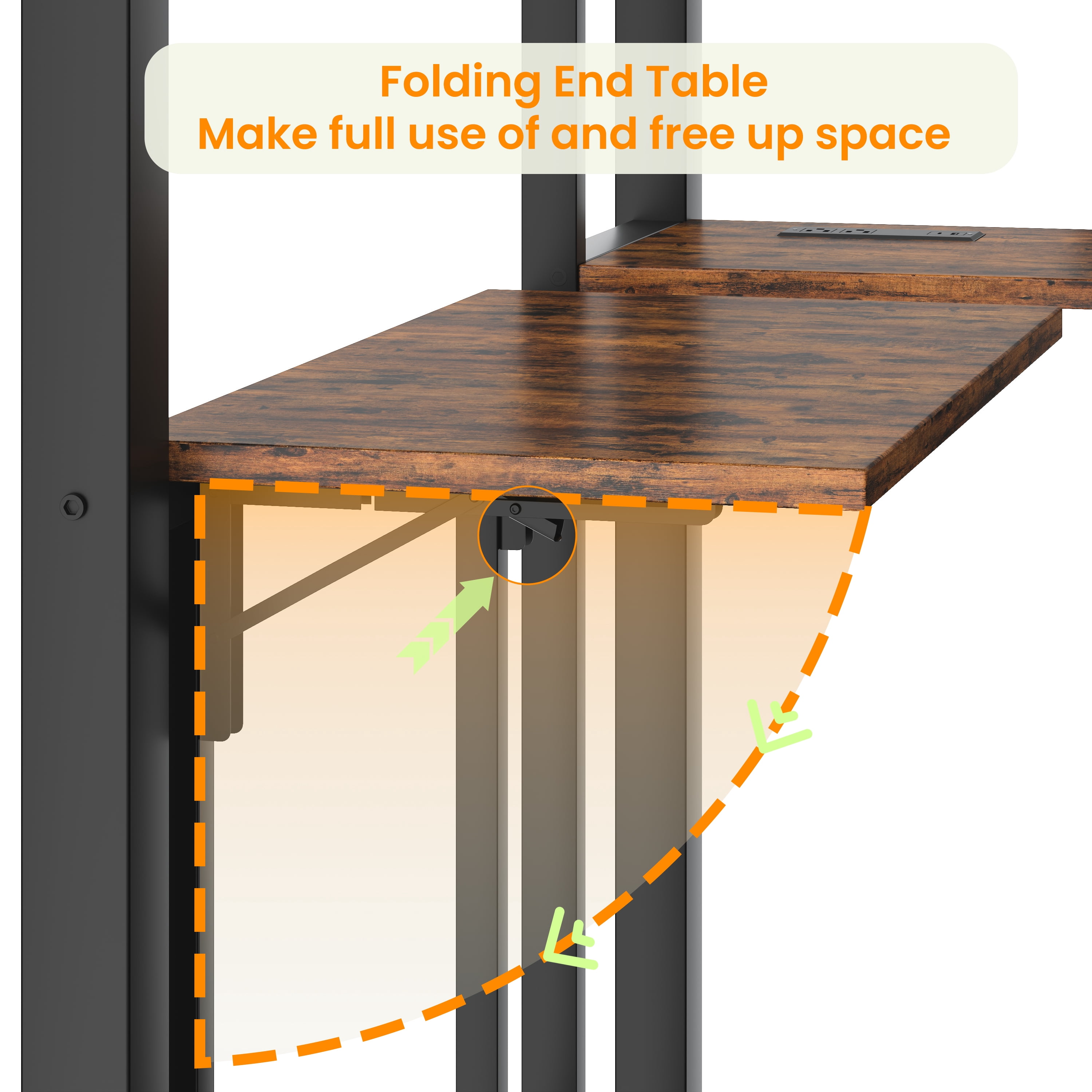 Bunk Bed with Folding Table & 3 Storage Drawers, Twin Over Twin Metal Bunk Bed with Safety Rails & Ladder, Space-Saving for All Ages, Multi-Functional, Black