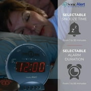 Sonic Bomb Dual Alarm Clock with Bed Shaker, Turquiose | Sonic Alert Vibrating Alarm Clock Heavy Sleepers, Battery Backup | Wake with a Shake