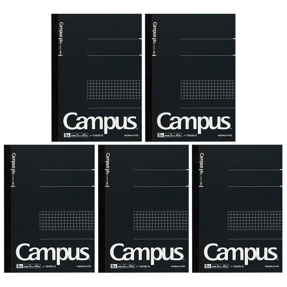Cuaderno KOKUYO Campus Semi A5, cuadriculado de 5 mm, 40 hojas, paquete de 5
