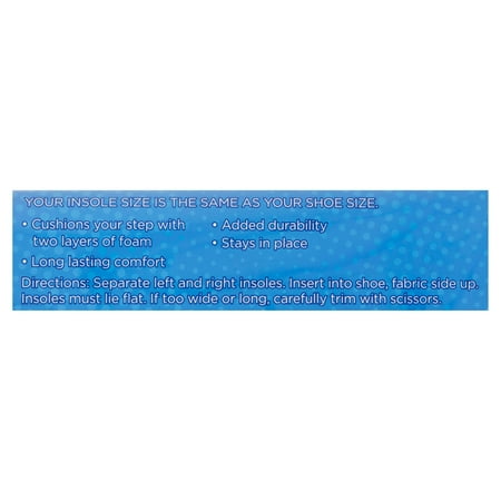 Equate Double Air Foam Insoles for Improved Comfort and Ventilation, One Size, 1 Pair (Adult - Unisex)