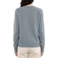 thumbnail image 5 of Resicozy Womens Cropped Cardigan Sweaters Lightweight Crew Neck Button Down Cardigans Open Front Long Sleeve Sweater Gray 2XL, 5 of 6