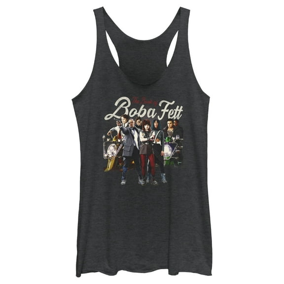 Women's Star Wars: The Book of Boba Fett Drash and Skad New Security Team Racerback Tank Top Black Heather Small