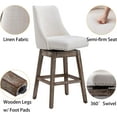 thumbnail image 5 of 27.5 Inches Counter Height Bar Stools Mid Cenutry Modern Linen Kitchen Stools with Back Wood Legs 360°Swivel Barstools for Home Pub/Kitchen Island/Breakfast Bar/Restaurant/Patio, Cream, 5 of 14