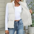 thumbnail image 3 of Women Puffer Vests Sleeveless Cropped Outerwear Warm Winter Lightweight Coat Stand up Collar down Jackets with Pockets New Light Jackets for Women Casual White XL, 3 of 8