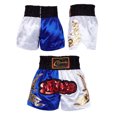 thumbnail image 2 of YUUMIN Kids Boys Boxing Shorts Kickboxing MMA Martial Arts Trunks Wide Leg Short Bottoms Side Slit Blue&White XS/130, 2 of 4