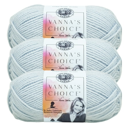 UPC: 0842093102533 | Lion Brand Yarn Vanna s Choice Silver Blue Basic Medium Acrylic Blue Yarn 3 Pack