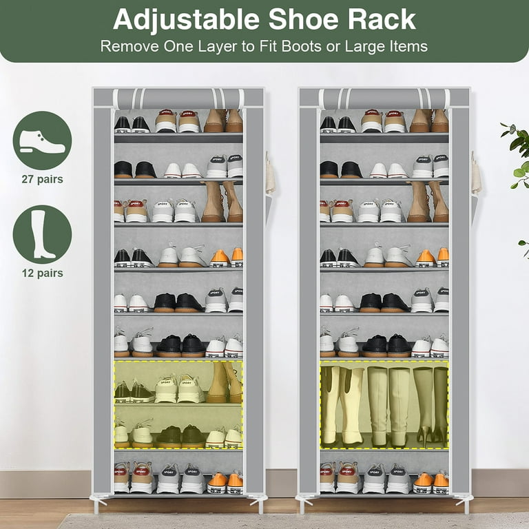 9 Tier Shoe Rack, Topboutique Free Standing Shoe Racks for Closet, Free-Combination Narrow Shoe Storage Organizer for Bedroom & Entryway, Space Saver
