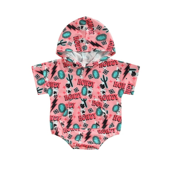Bagilaanoe Newborn Baby Boy Hooded Rompers Print Short Sleeve Bodysuits 3M 6M 12M 18M Infant Casual One Piece Short Jumpsuit