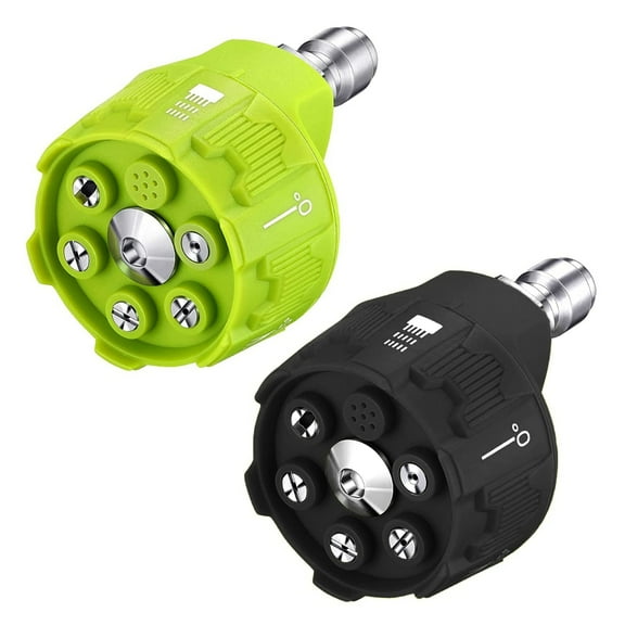 2 Pack 6 in 1 Pressure Washer Nozzles,Quick Changeover Washing Nozzle, 3000-4000Psi (Green and Black)