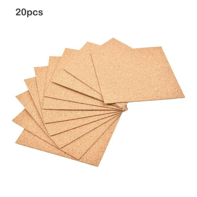 20Pcs Sous-Verres en Liège Carré Tapis de Liège Auto-Adhésif Feuille de Support de Bricolage pour Barre de Maison