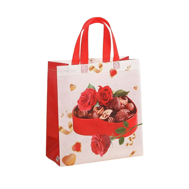 Sac-cadeau en Non-Tissé C avec Doublure Imperméable, Poignées Réutilisables et Matériau en Tissu pour Cadeaux de Roses, Magasinage, Cadeaux de Fête et Présents des Fêtes