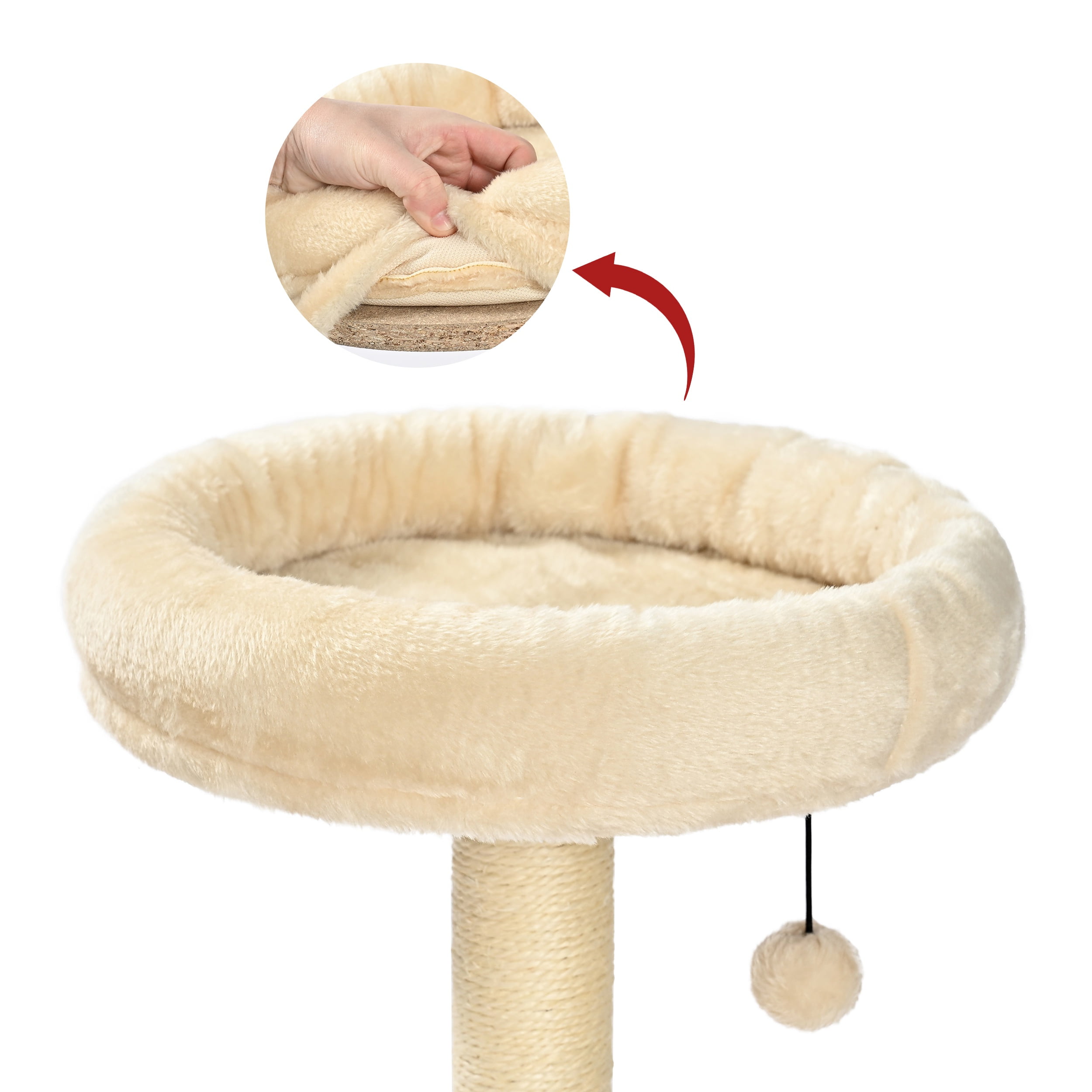 Vibrant Life 7-Level 58" Natural Wood Cat Tree with Condo and Acrylic Hammock, Beige