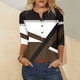thumbnail image 2 of Tops de Algodón para las Mujeres Impreso Botón 3/4 Manga Suelta Tee, Suave Casual 3/4 Manga Superior, 2 of 3