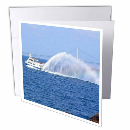3dRose Ferry to Mackinac Island Michigan, Greeting Cards, 6 x 6 inches, set of
