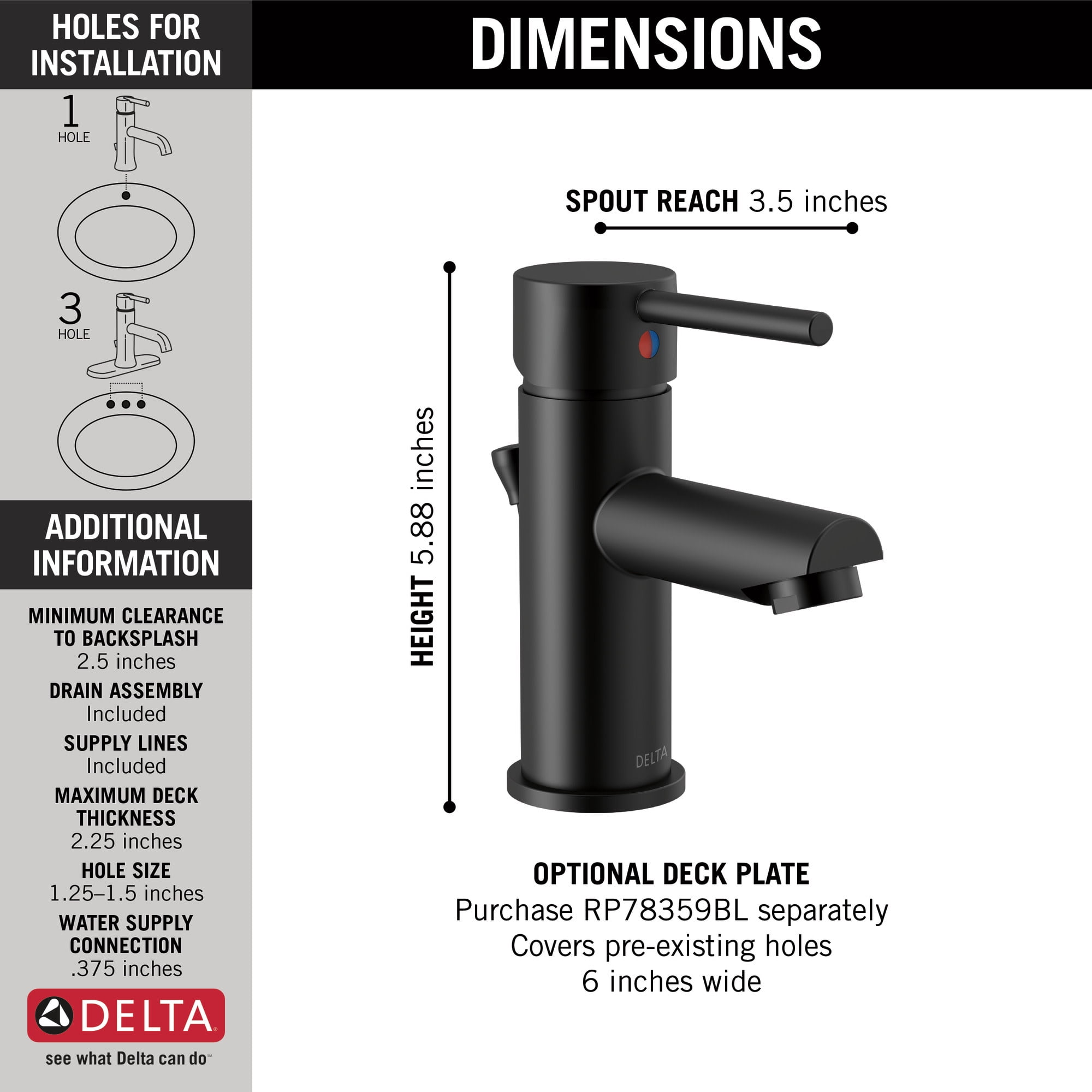 Delta 559LF-GPM-PP Modern, Single Handle Project-Pack Bathroom Faucet, WithPopUp Chrome