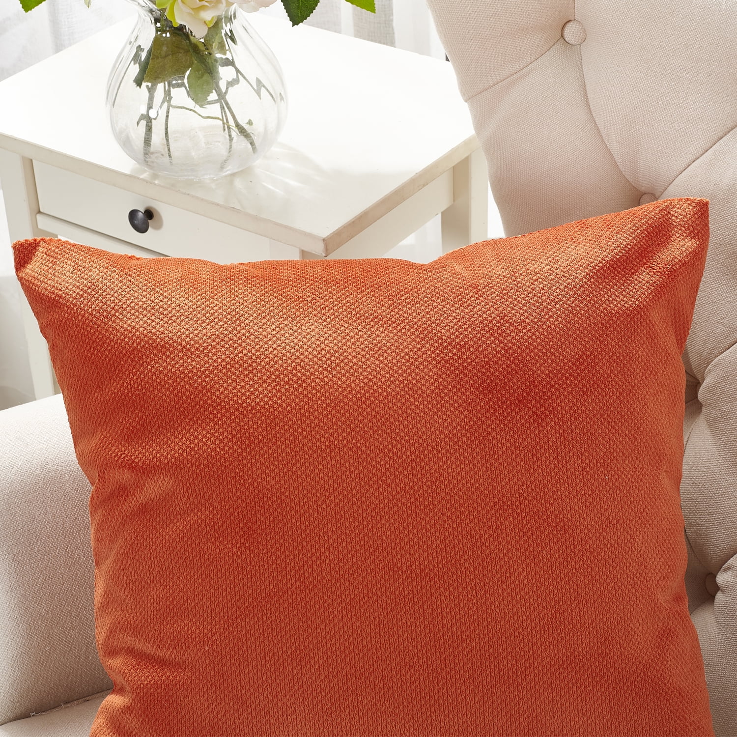 Home Soft Things Milliken Plush Throw Pillow Covers 2 Piece Set - Burnt Orange - 20" x 20"