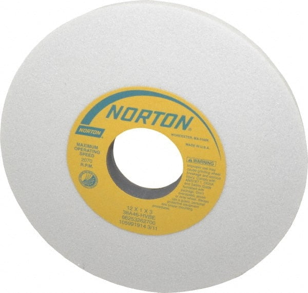Norton 12" Diam x 3" Hole x 1" Thick, H Hardness, 46 Grit Surface Grinding Wheel