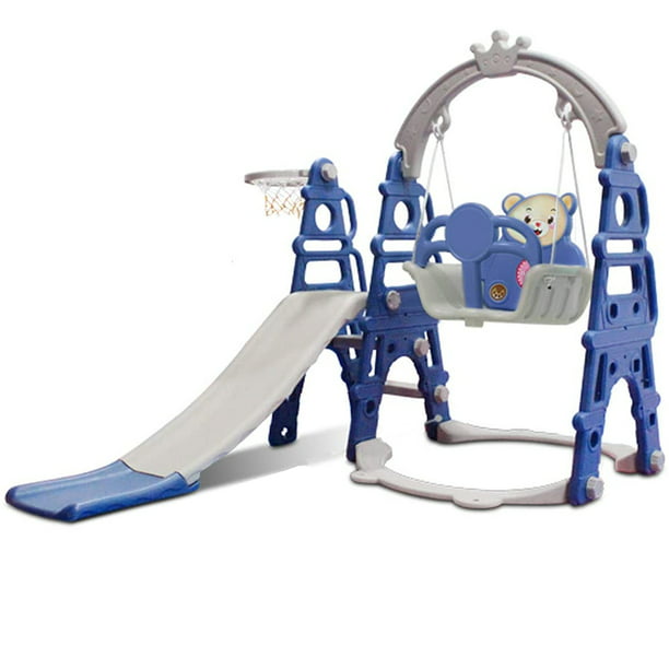 Toddler Slide And Swing Set 3 In 1 Baby Climber Sliding Playset W Basketball Hoop Indoor Outdoor Playground Toy Activity Center In Backyard For Kids Ages 1 6 Walmart Com Walmart Com