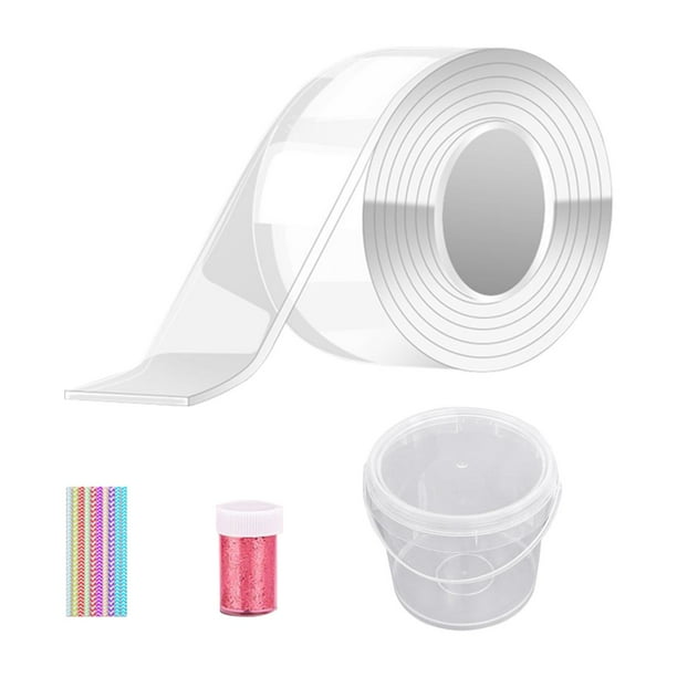 Cinta adhesiva transparente fuerte, reutilizable, resistente, resistente, de doble cara, sin dejar rastro, extraíble, para globos de burbujas, para manualidades de bricolaje. 13 piezas