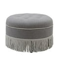 thumbnail image 1 of Yolanda Pouf Rond Décoratif Capitonné Gris Pâle, 1 of 8