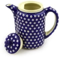 thumbnail image 2 of Polish Pottery 41 oz Tea or Coffee Pot (Blue Eyes Theme) Hand Painted in Boleslawiec, Poland + Certificate of Authenticity, 2 of 6