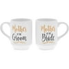 Set of 2 White Ceramic Coffee Mug for Mother of the Bride and Groom, 16 oz