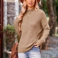 thumbnail image 6 of Clearance Women's Casual Knit Sweater Turtleneck Long Sleeve Loose Fit Classic Elegant Sweater Solid Comfy Pullover Tops, 6 of 6
