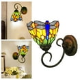 thumbnail image 2 of Miumaeov Dragonfly Stained Glass Wall Lamp LED Classic Tiffany Wall Sconce Bedroom Decor, 2 of 11