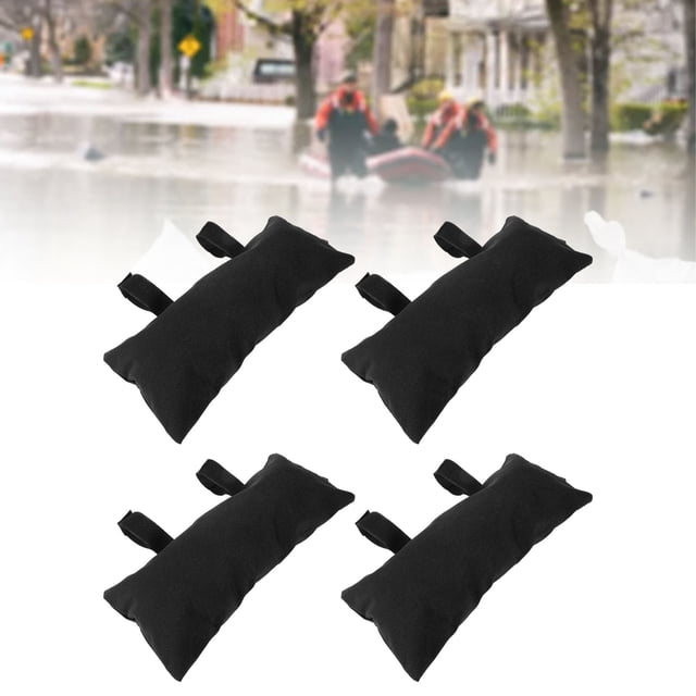 4 Pcs Sacs de Sable Inondables en Toile Sacs de Sable Épaissis Réutilisables Fermeture Éclair Barrière Anti-Inondation pour Porte Fenêtre Contrôle des Inondations