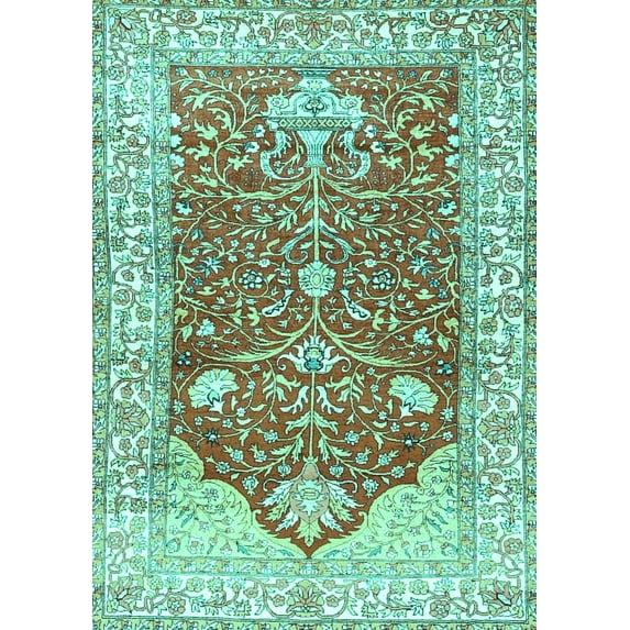 Ahgly Company Machine Washable Indoor Rectangle Animal Turquoise Blue Traditional Area Rugs, 7' x 10'