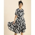 thumbnail image 2 of Moomaya Printed Rayon Short Sleeve Fit & Flare Dress - Regular Fit Party Dress, 2 of 9