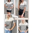 thumbnail image 3 of Zeagoo Womens Short Sleeve Sweaters Soft Casual V Neck Pullover Tops Lightweight Knit Sweater Blouse, 3 of 6