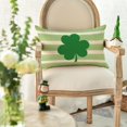 thumbnail image 2 of St Patricks Day Clover Green Stripes Throw Pillow Cover, 12 x 20 Inch Shamrock Cushion Case Decoration for Sofa Couch, 2 of 6