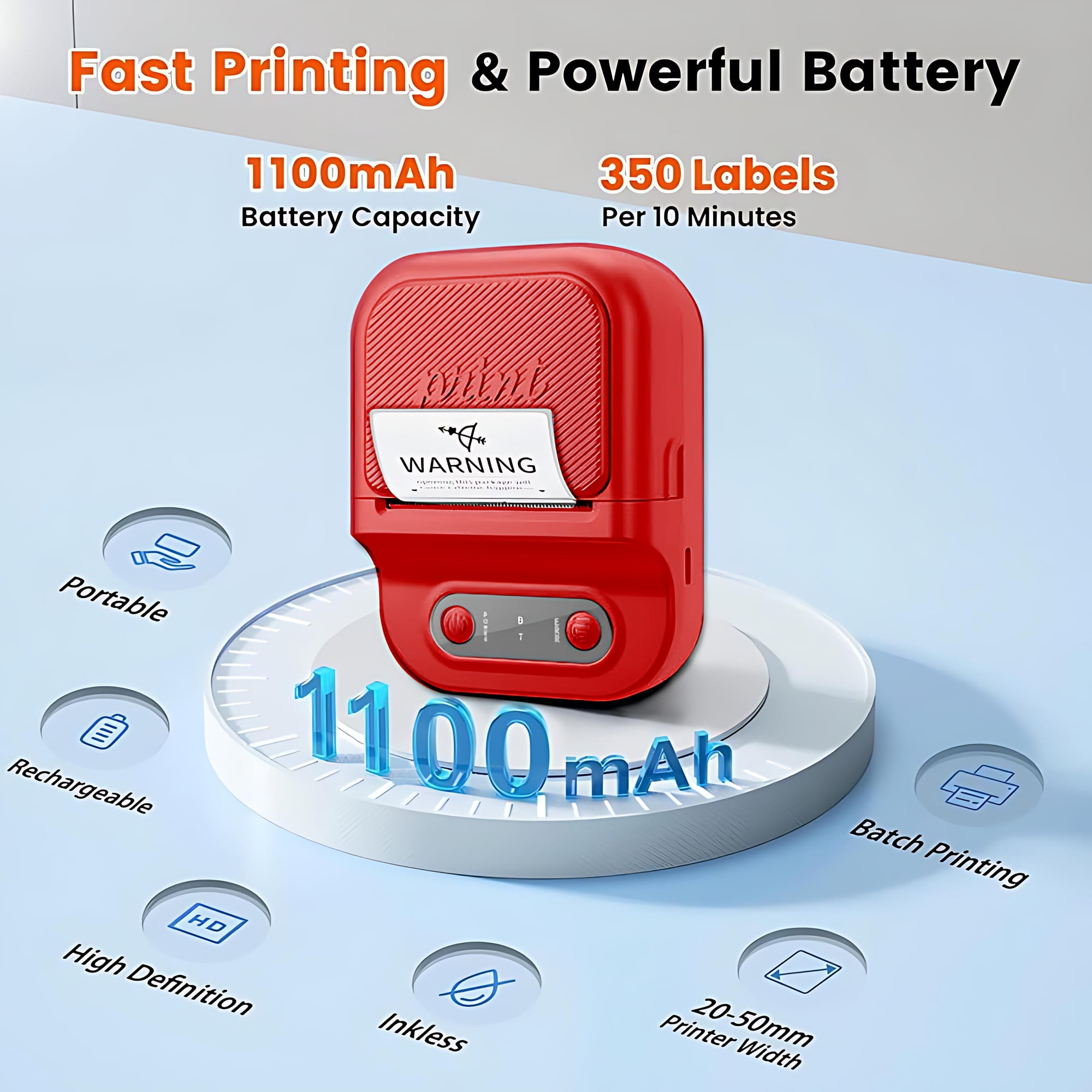 Pecham Thermal Label Printer, Label Maker Machine with Tape, Bluetooth Label Maker, Portable Thermal Sticker Printer for Small Business, Office, Home, School, Sticker Printer for Phones & PC